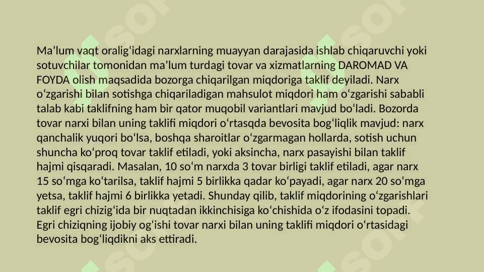 YALPI TALAB VA YALPI TAKLIF.  ISTE'MOL 7