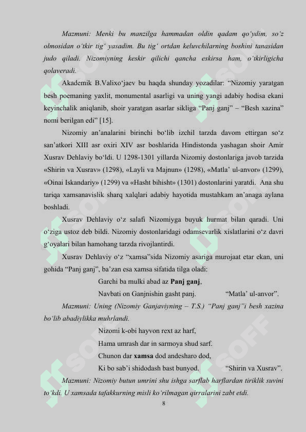 Alisher Navoiy “Xamsa”sining yaratilishi” modulini o‘qitishda ilg‘or pedagogik texnologiyalaridan foydalanish 8