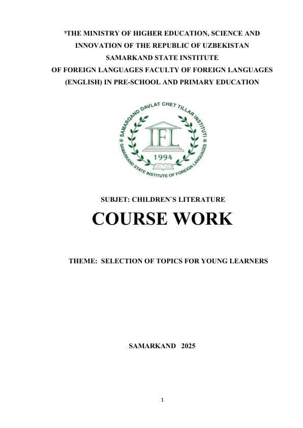 SELECTION OF TOPICS FOR YOUNG LEARNERS