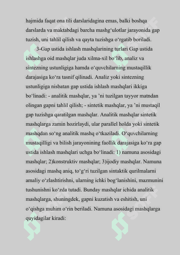 Gap ustida ishlashga oid mustaqil ishlar 3