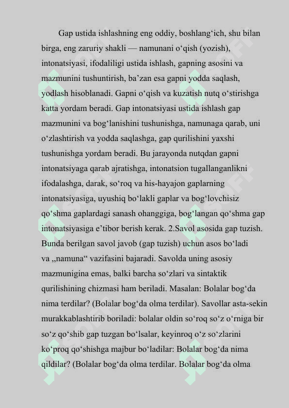 Gap ustida ishlashga oid mustaqil ishlar 4