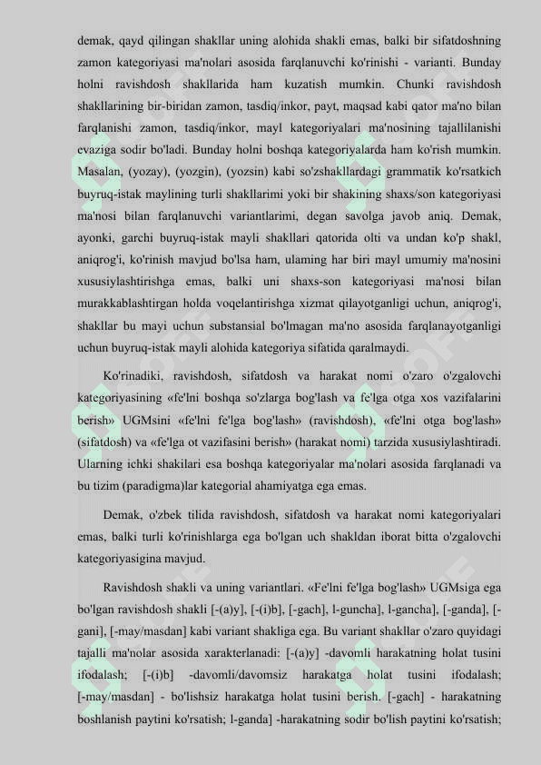 Fe’l o’zgalovchi kategoriyasi shakllarining uslubiy xoslanishi 5