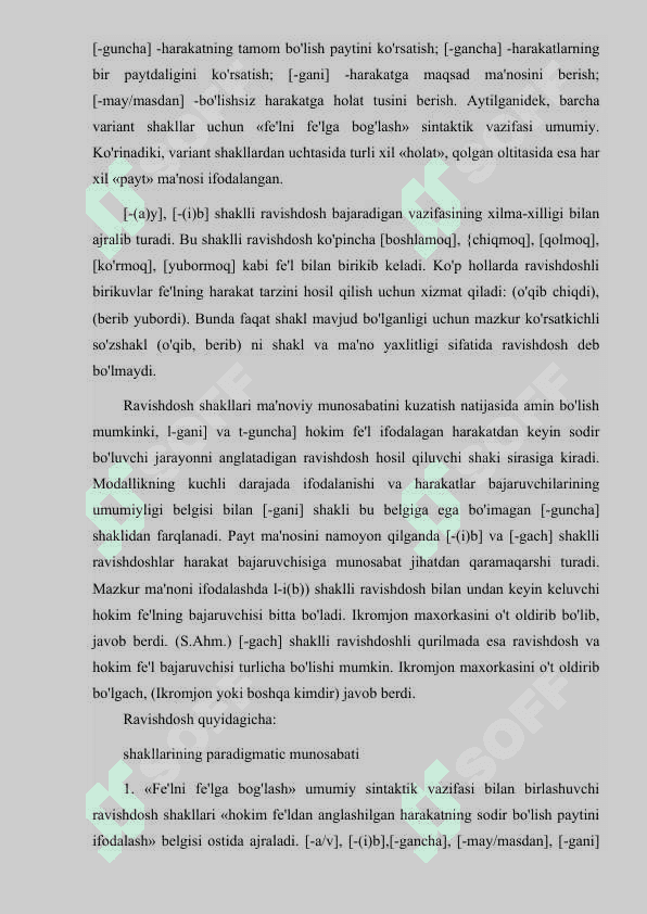 Fe’l o’zgalovchi kategoriyasi shakllarining uslubiy xoslanishi 6