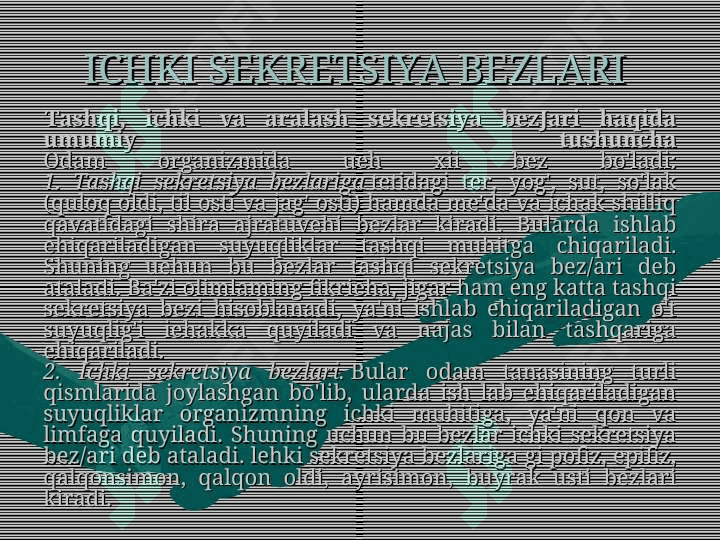 Ichki sekretsiya bezlari 2