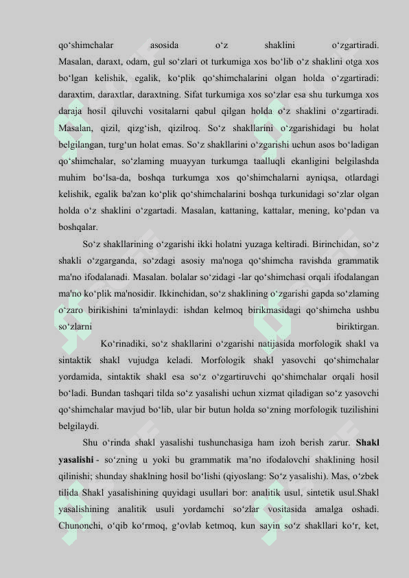 O‘zbek tilida so‘z shakllari KURS ISHI 6