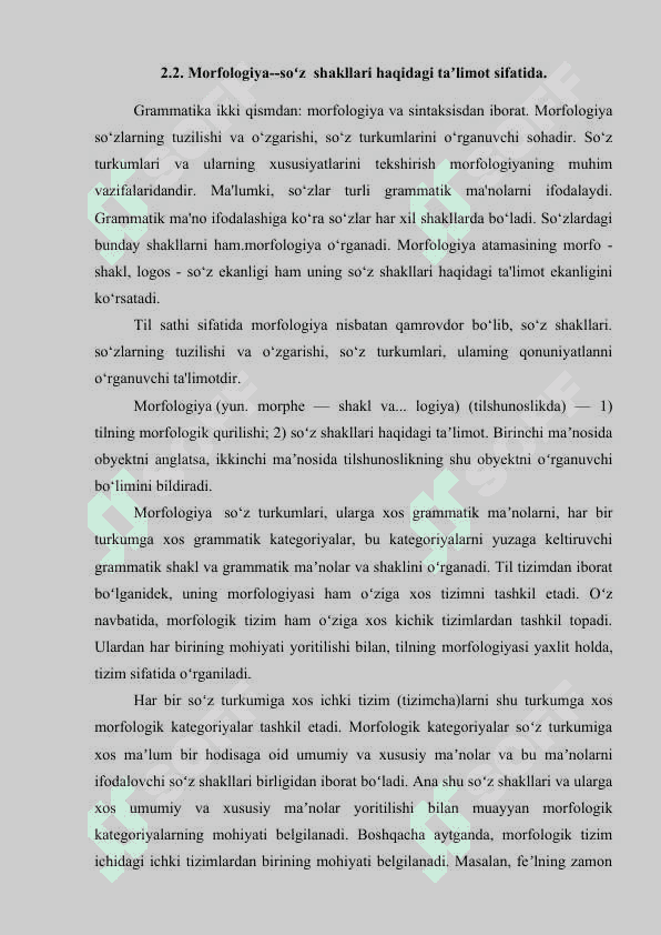 O‘zbek tilida so‘z shakllari KURS ISHI 8