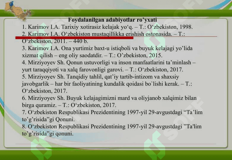 Mustaqillik yillarida davlat boshqaruvi tizimida amalga oshirilgan islohotlar 2