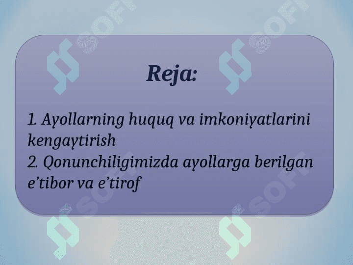Gender tenglikni ta’minlash va barcha xotin-qizlarning huquq va imkoniyatlarini kengaytirish 2