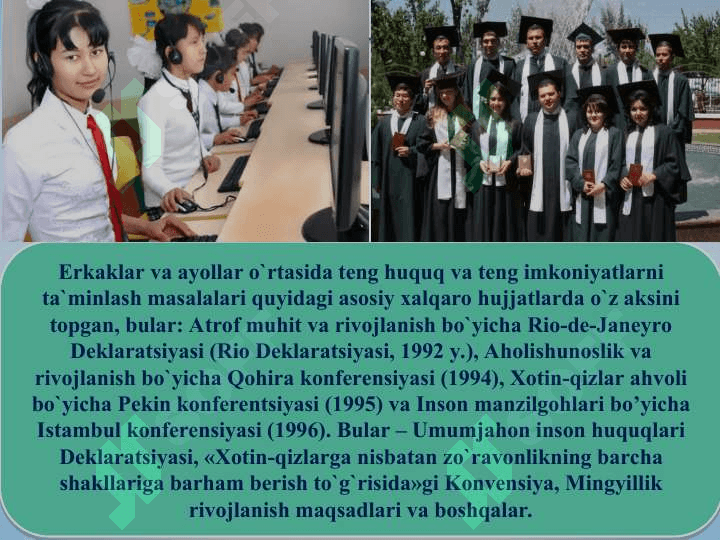 Gender tenglikni ta’minlash va barcha xotin-qizlarning huquq va imkoniyatlarini kengaytirish 4