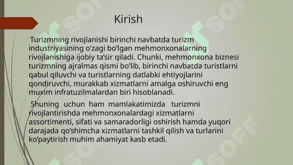 O'zbekistonda mehmonxonalar faoliyatini rivojlanishi va holati 4