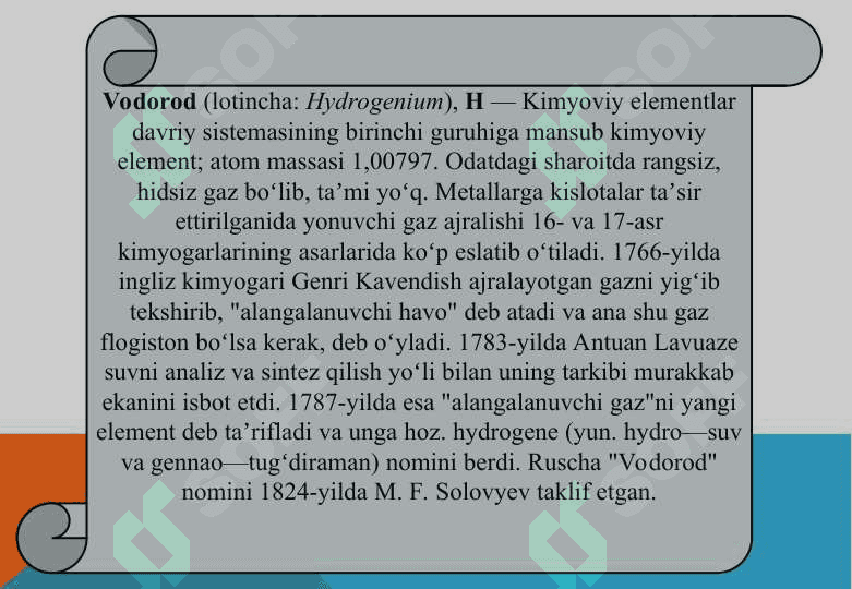 Vodorod  elementining  xossalari 3
