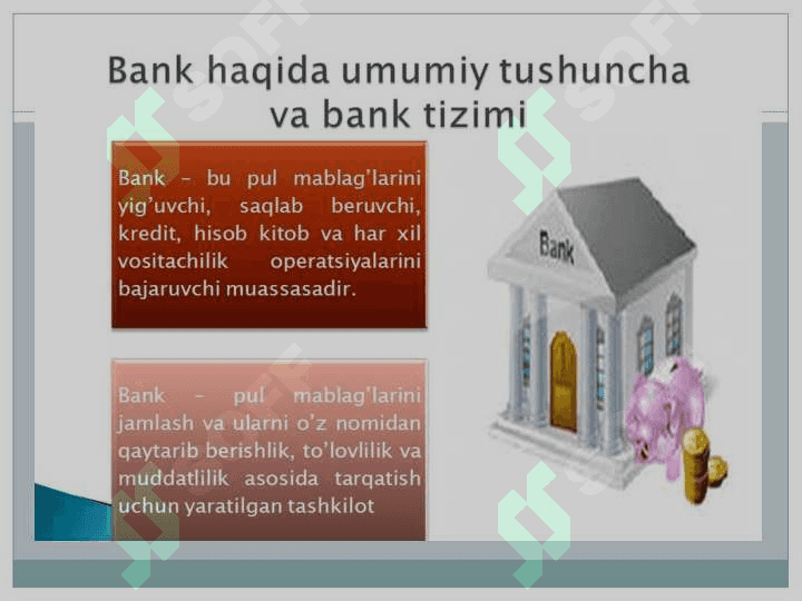 Kredit turlari. Banklarning kelib chiqishi. Markaziy bank va uning funksiyalari. Bank inqirozi. O'zbekistonning xalqaro valyuta munosabatlari 6