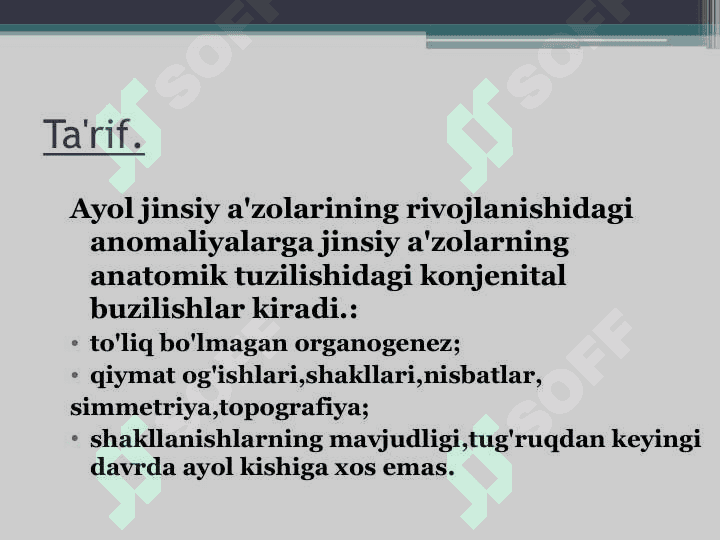 Ayollar jinsiy azolari anatomik va positsion anomaliyalari 2