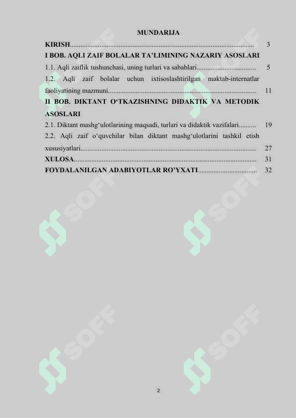 Aqli zaif bolar uchun ixtisoslashtirilgan maktab maktab internatlarida diktant otkazish ishlarining samaradorligini oshirish 2