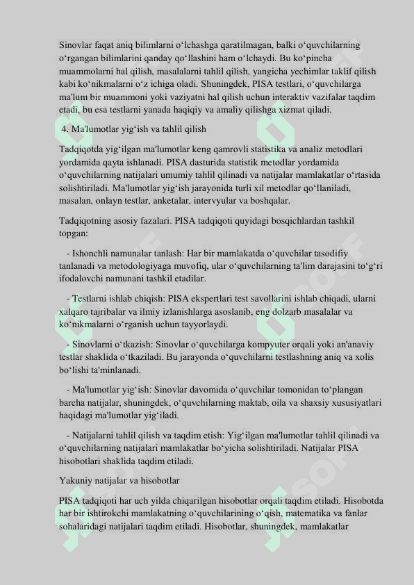 PISA tadqiqotini o'tkazish 2