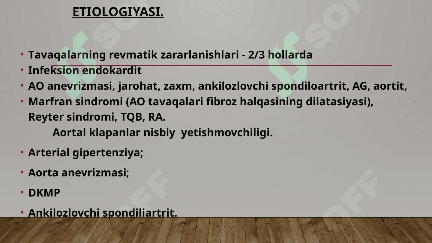 Aortal nuqsonlar. Sabablari, yurakdagi gemodinamik o’zgarishlari kompensatsiya mexanizmlari. 5