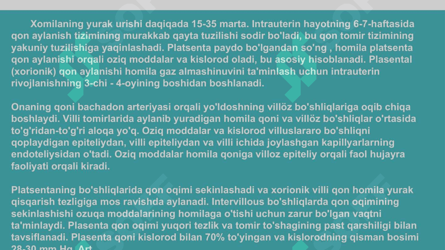 Ona qornida qon aylanishining ahamiyati. 8