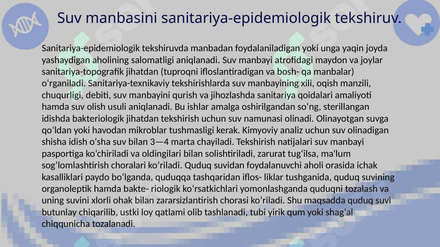 Mahalliy va markazlashgan suv ta’minoti haqida tushuncha, ularning gigiyenik ahamiyati. Ichimlik suvining sifatini yaxshilashdagi asosiy usullar. 4