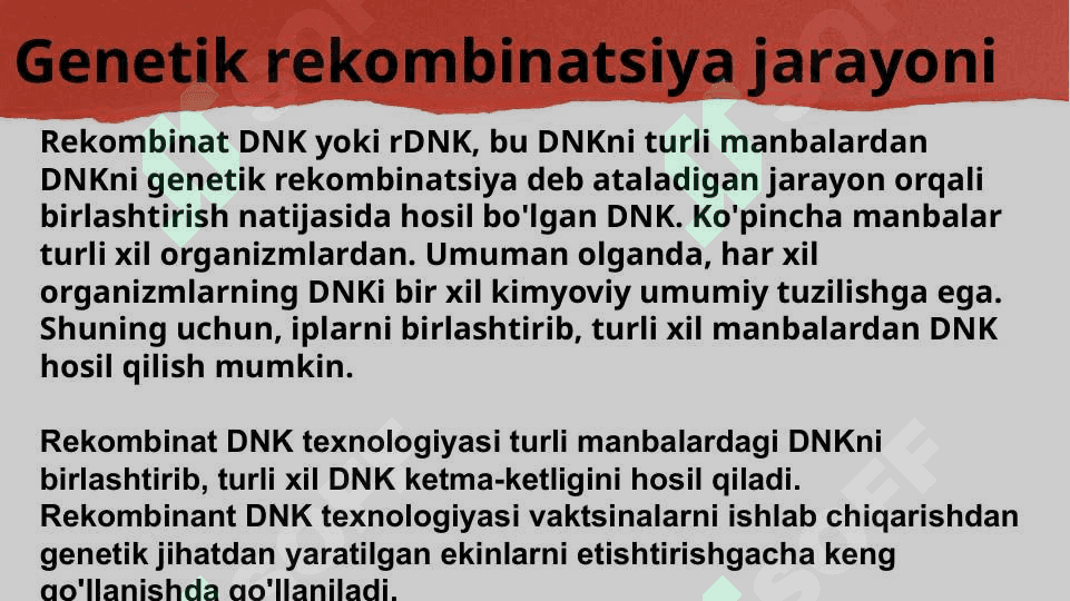 Tibbiyotda DNK rekombinantlarining qòllanilishi. 3