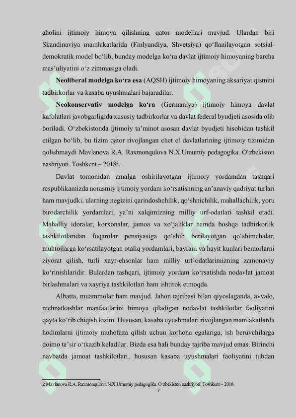 O‘ZBEKISTONDA IJTIMOIY HIMOYA TIZIMINING XUSUSIYATLARI 6