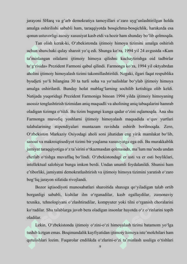 O‘ZBEKISTONDA IJTIMOIY HIMOYA TIZIMINING XUSUSIYATLARI 8