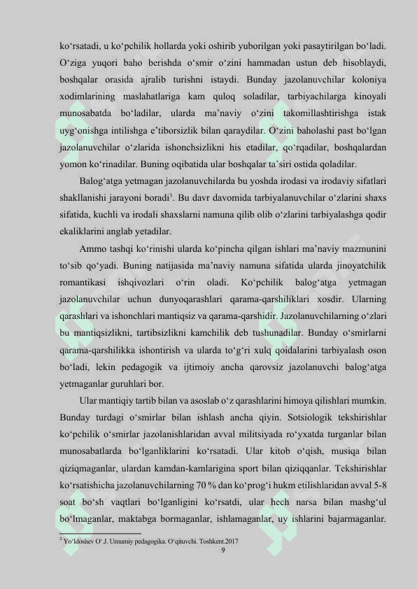 JINOYATCHILIK BOLALARDA G‘AYRIQONUNIY HATTI-HARAKATNING NAMOYON BO‘LISH SHAKLI SIFATIDA 8