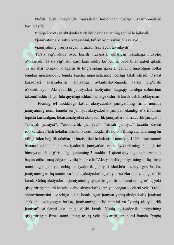 Aksiyadorlik jamiyati va aksiyadorlik kapital kurs ishi 6