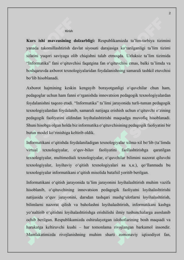 Multimediya texnologiyasi va undan o’quv jarayonida foydalanish. 2
