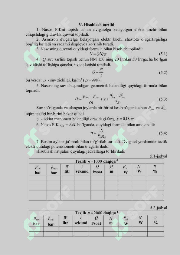 GIDRAVLIK MASHINANING ASOSIY PARAMETRLARINI ANIQLASH 2