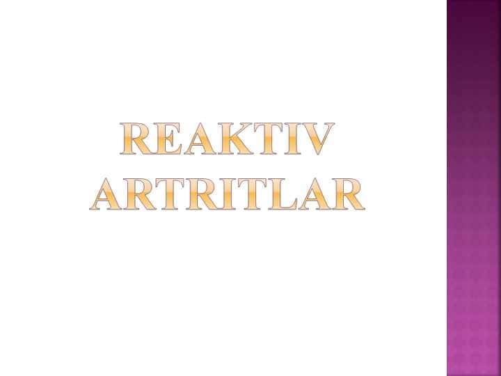 REAKTIV ARTRITLAR
