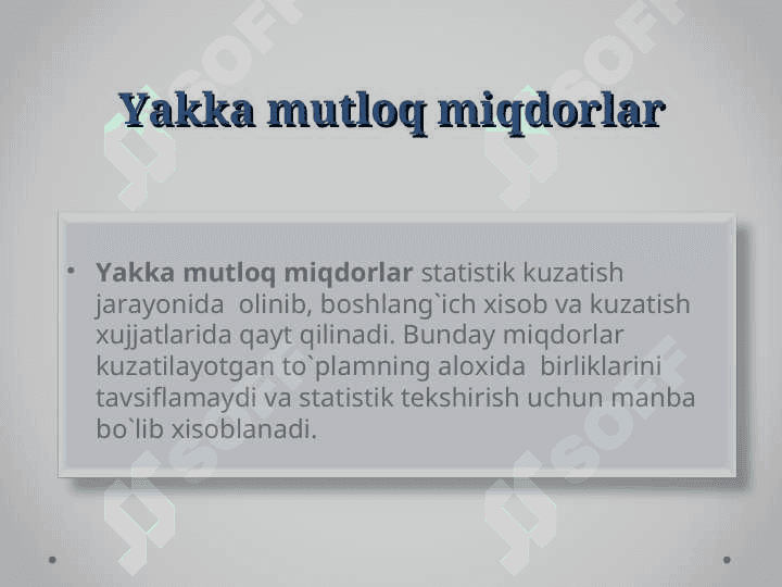 Mutloq va nisbiy  ko'rsatkichlarni  Hisoblash usuli 4