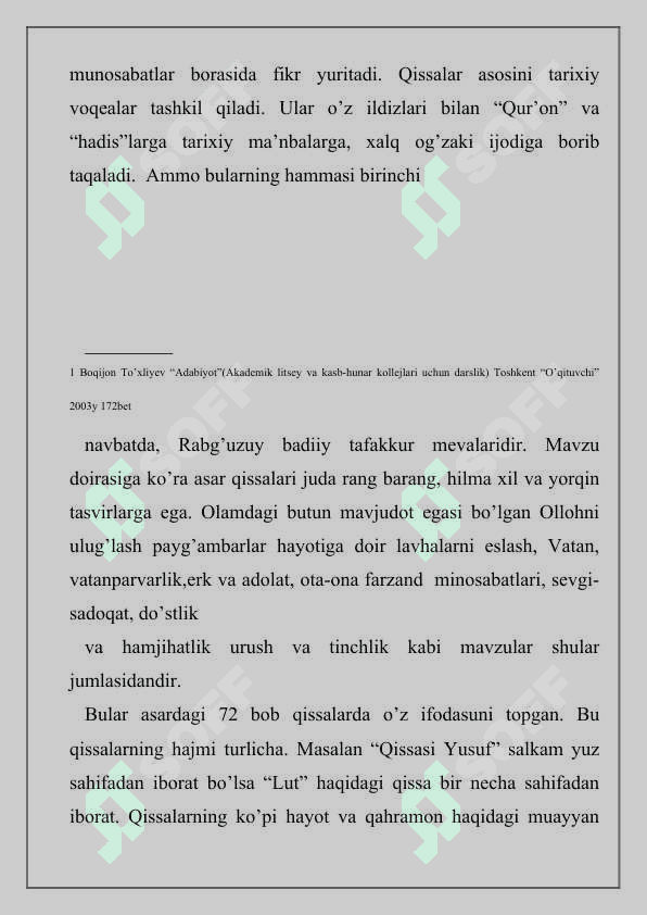 Qissasi Rabg’uziy (Qissasul-anbiyo) o’zbek badiiy nasrining ilk namunasi sifatida 5