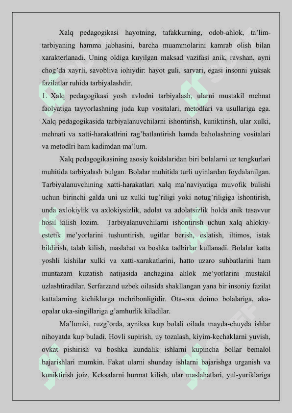 O’zbek xalq  pedagogikasining imkoniyatlari va istiqbollari 6