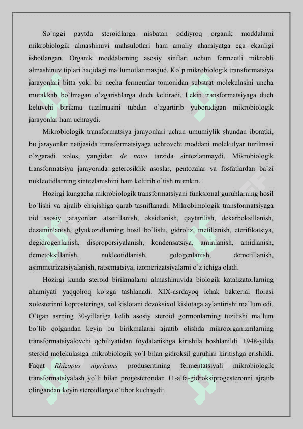 Organik moddalarni mikrobiologik transformatsiyalash va ularni qaytarilishini biotexnologik uslublari 3
