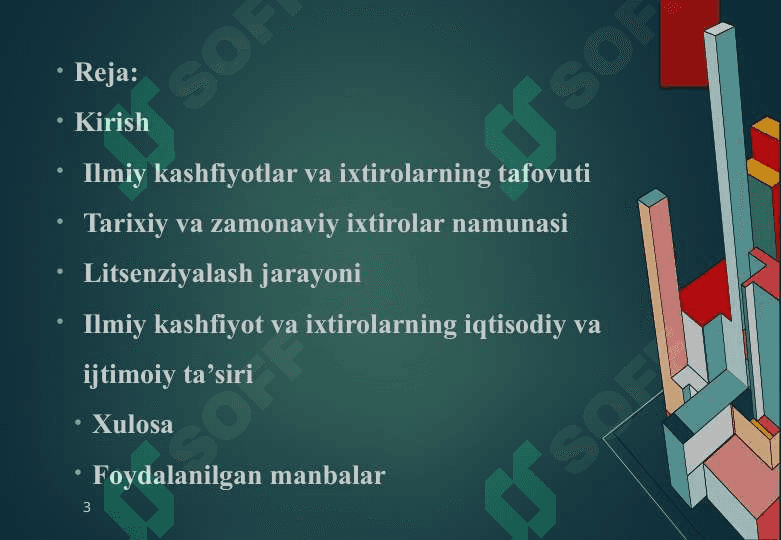 Ilmiy kashfoyotlar, ixtirolar va ularning litsenziyalash 3