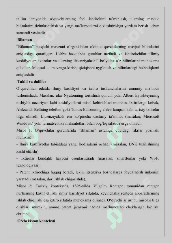 Ilmiy kashfoyotlar,ixtirolar va ularning litsenziyalash “BBB” metodi orqali asoslash 3