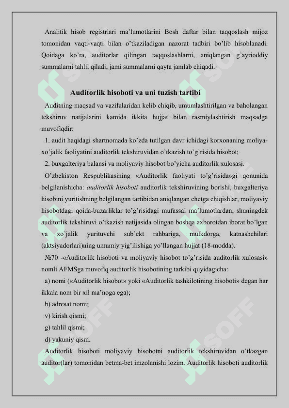 Moliyaviy hisobot tuzilgandan keyingi xodisalar va ularning auditorlik hulosasiga ta’siri 7