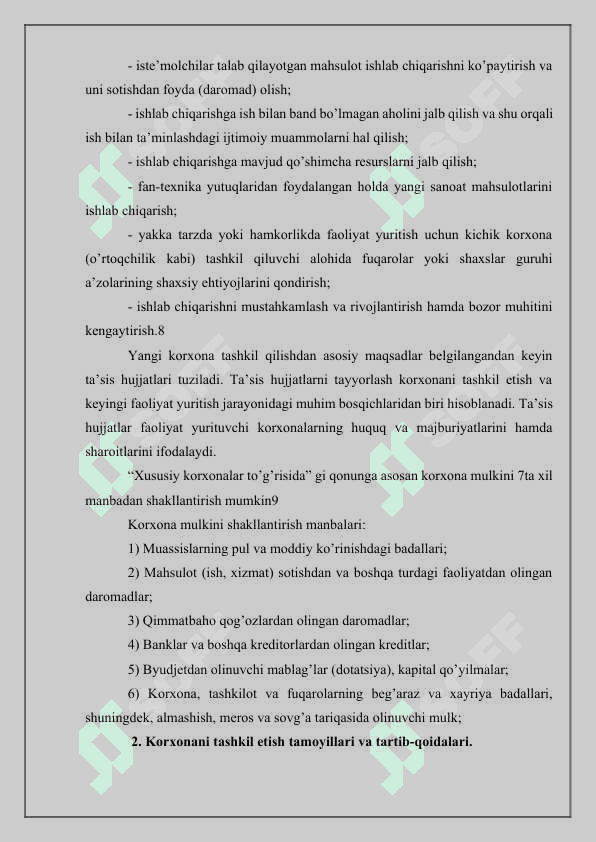 Yangi korxonalarni bozorga kirish yo'llari 5
