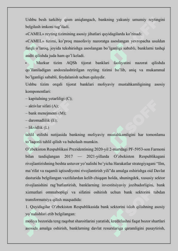 Banklarni kreditlash reytingini aniqlash 7