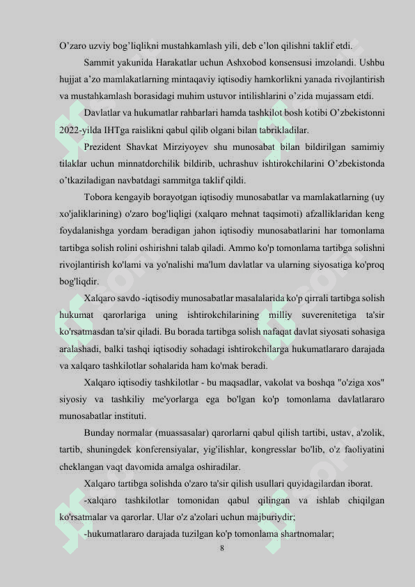 Xalqaro iqtisodiy tashkilotlar va ularning vazifalari 8