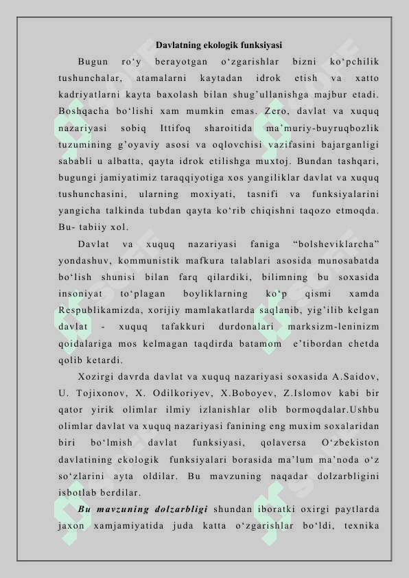 Davlatning ekologik funksiyasi 2