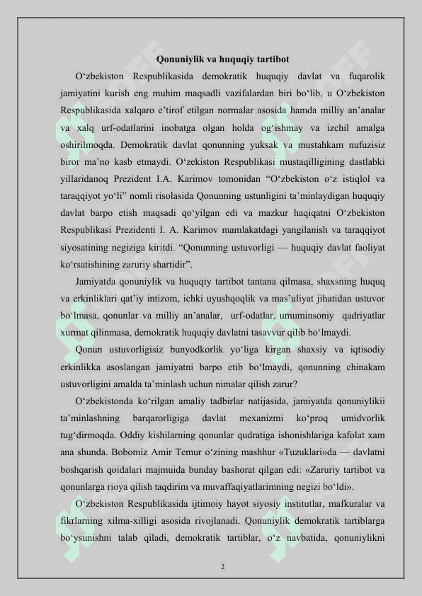 Qonuniylik va huquqiy tartibot 2