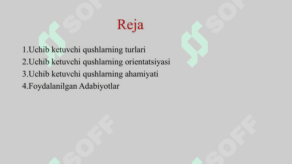 Uchib ketuvchi qushlar asosiy turlarining hayoti. 2