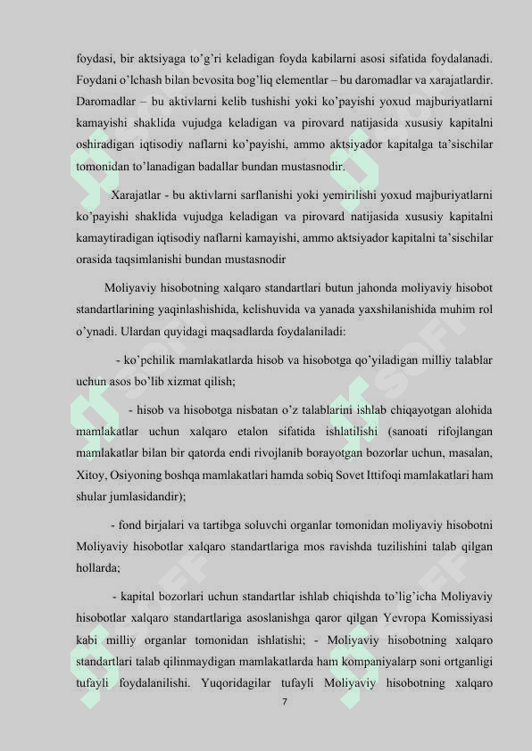 Moliyaviy faoliyat bòyicha xarajatlarni xisobga olish 7