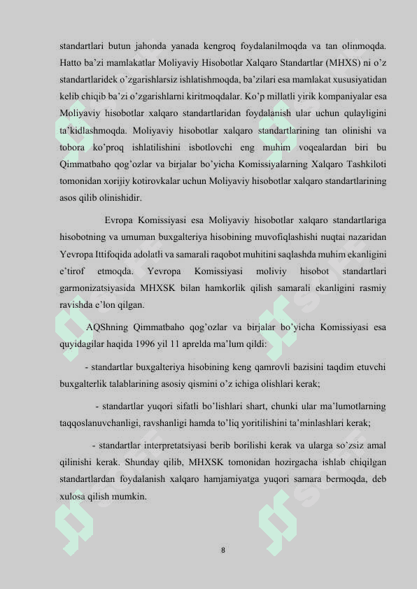 Moliyaviy faoliyat bòyicha xarajatlarni xisobga olish 8