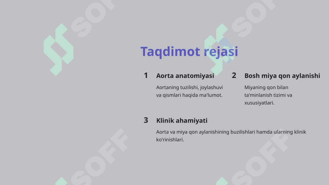 Aorta tuzilishi va bosh miyaning qon aylanish tizimi 2