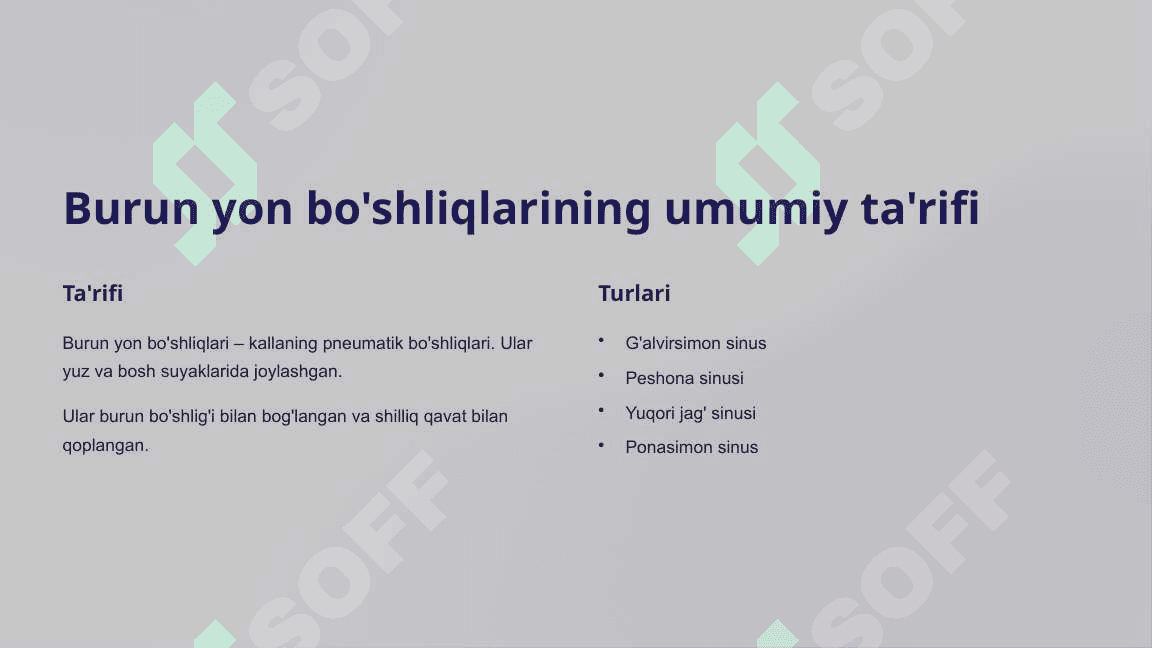 Burun yon bo'shliqlarining tuzilishi, funktsiyasi va kasalliklari 3