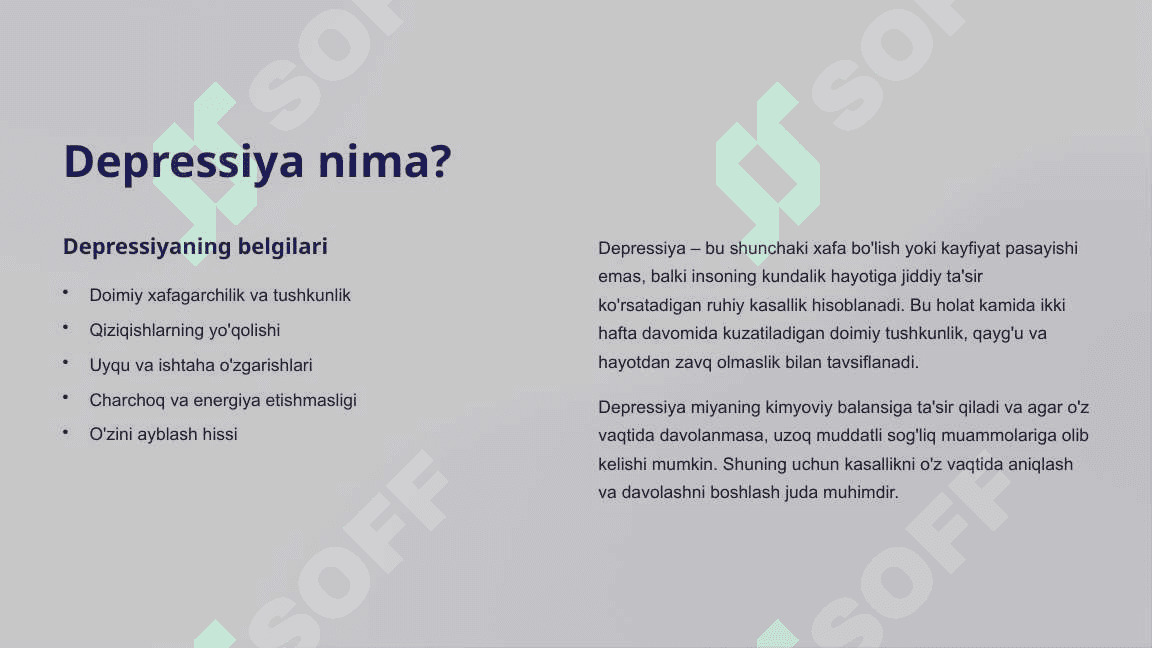 Depressiyani davolashda qo'llaniladigan dori vositalari 3