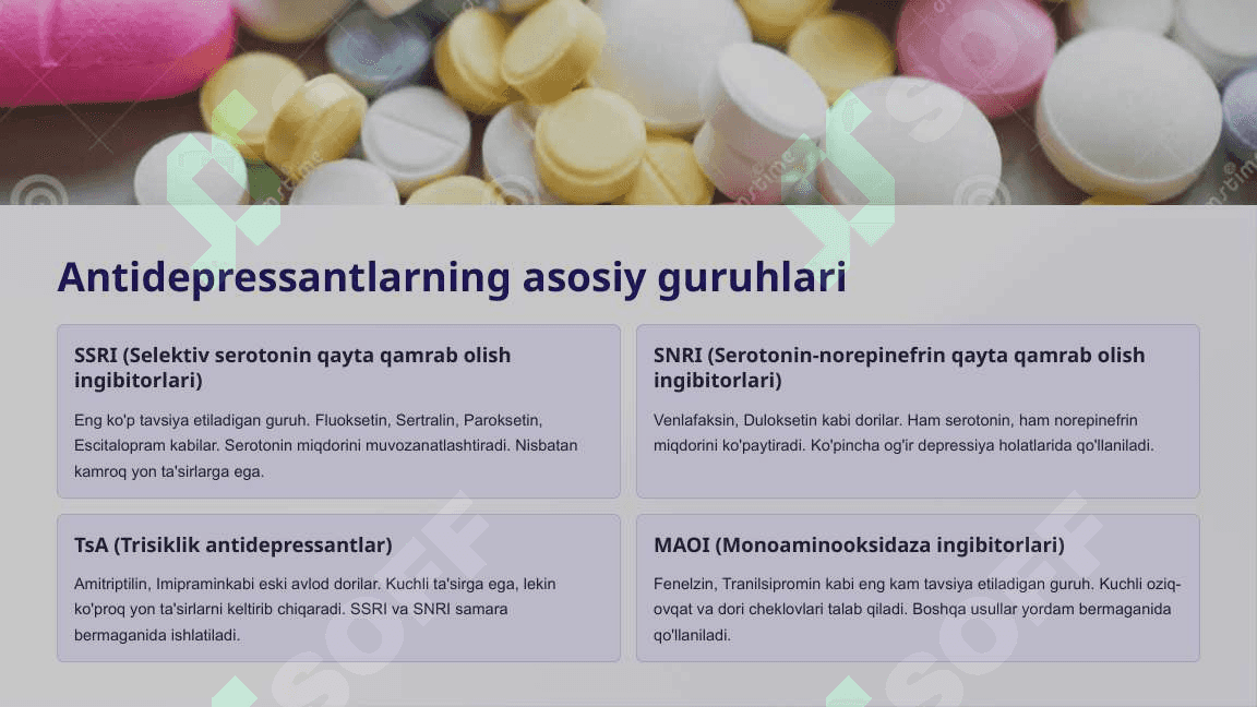 Depressiyani davolashda qo'llaniladigan dori vositalari 4
