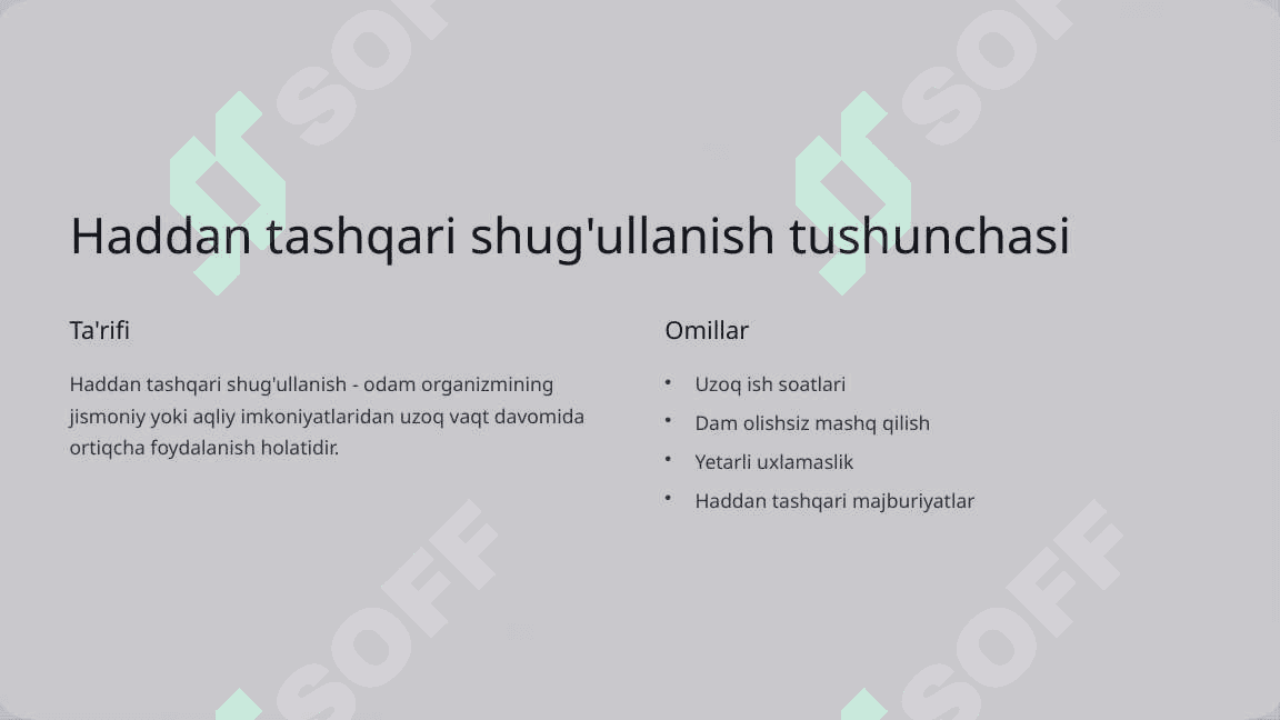 Haddan tashqari shug'ullanish va surunkali charchoq sindromi 3